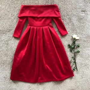 ASOS Bardot Long Sleeve Dip Back Midi Prom Dress